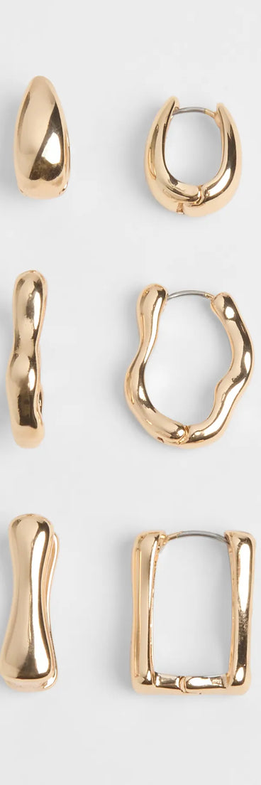 Get inspired with the Trendy Mood Three-Pack Hoop Earrings Set, a feed-worthy gold piece that’s part of Windsor's updated and curated women’s clothing edit packed with must-have fall outfit ideas.