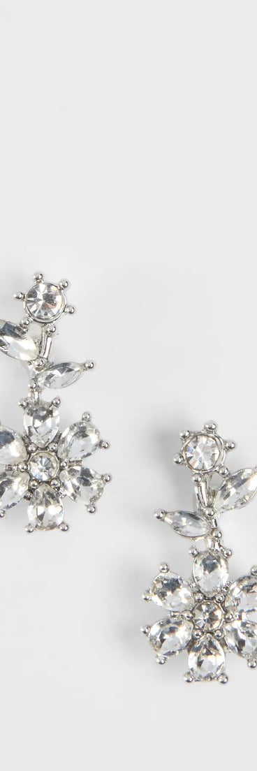 Dainty Glitz Rhinestone Flower Stud Earrings