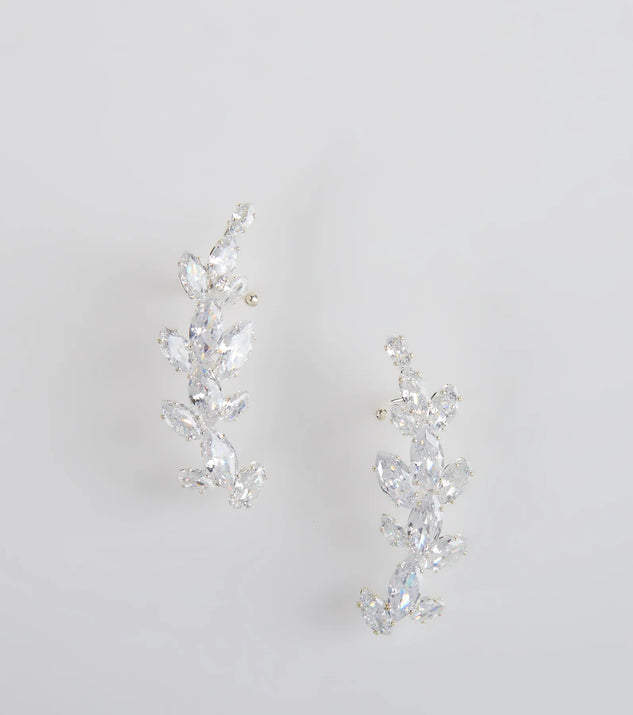 Statement Cubic Zirconia Leaf Ear Crawlers