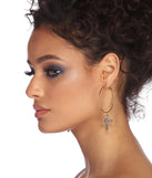 Cross Charm Hoops