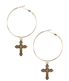 Cross Charm Hoops