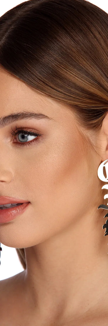 Baby Girl Old English Font Earrings