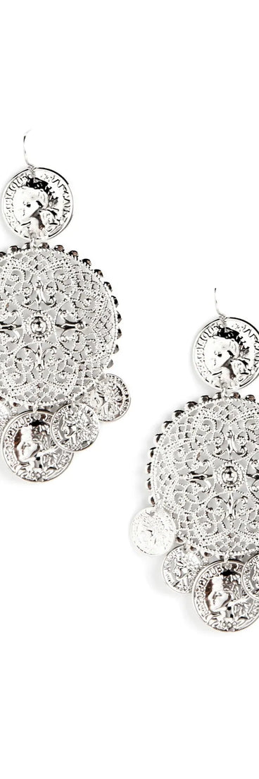 Metal Filigree Coin Duster Earrings
