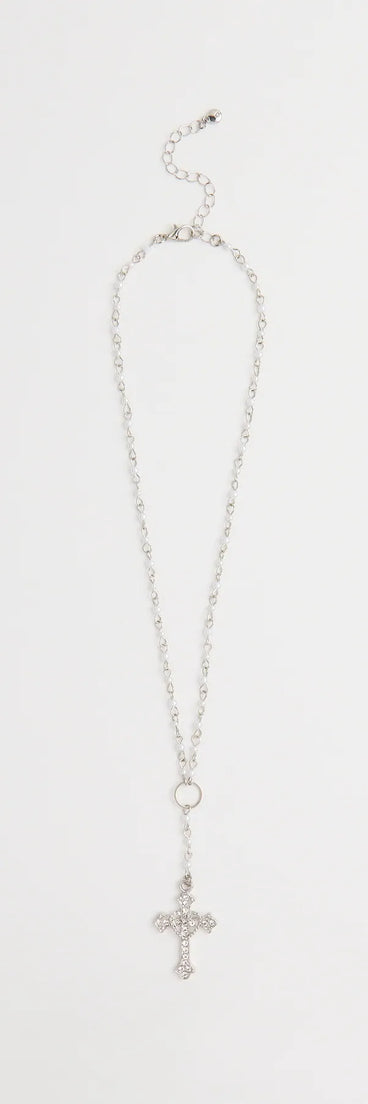 My Path Faux Pearl Cross Necklace