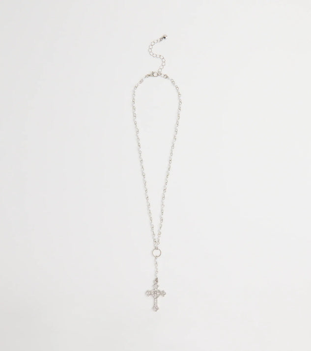 My Path Faux Pearl Cross Necklace