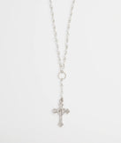 My Path Faux Pearl Cross Necklace