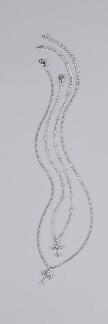 Get inspired with the Joyful Glam Layered Cross Charm Necklace, a feed-worthy silver piece that’s part of Windsor's updated and curated women’s clothing edit packed with must-have fall outfit ideas.