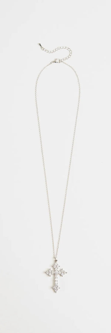 Get inspired with the Divine Charm Rhinestone Cross Pendant Necklace, a feed-worthy silver piece that’s part of Windsor's updated and curated women’s clothing edit packed with must-have fall outfit ideas.