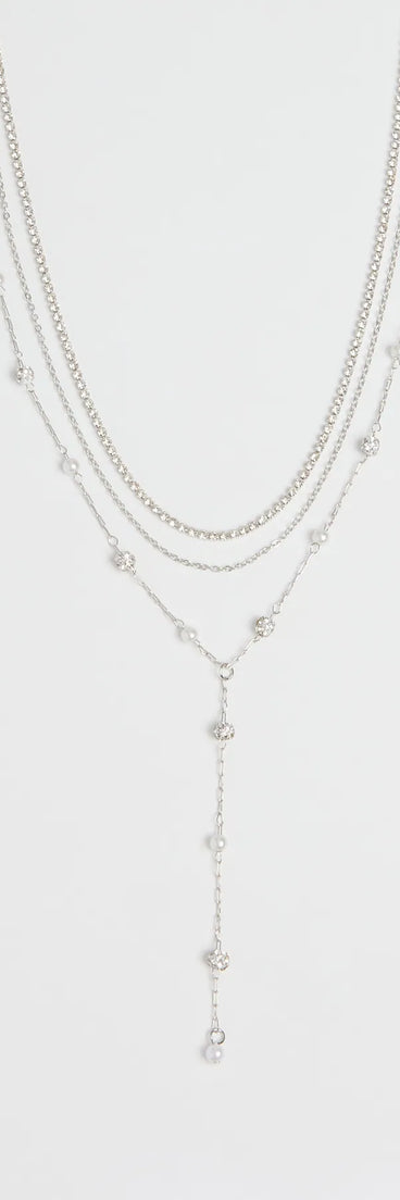 Get inspired with the Unforgettable Luxe Rhinestone Pearl Layered Necklace, a feed-worthy silver piece that’s part of Windsor's updated and curated women’s clothing edit packed with must-have fall outfit ideas.