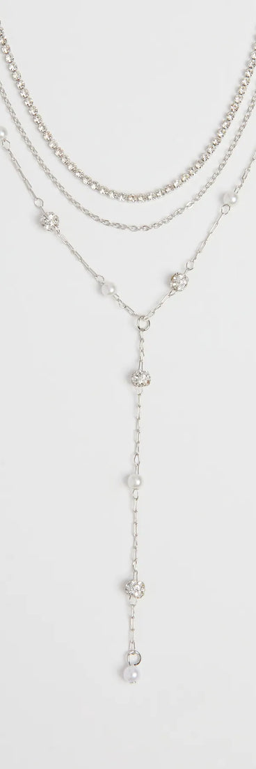 Get inspired with the Unforgettable Luxe Rhinestone Pearl Layered Necklace, a feed-worthy silver piece that’s part of Windsor's updated and curated women’s clothing edit packed with must-have fall outfit ideas.