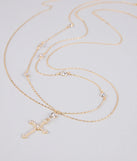 In Full Faith Cross Rhinestone Charm Belly Chain