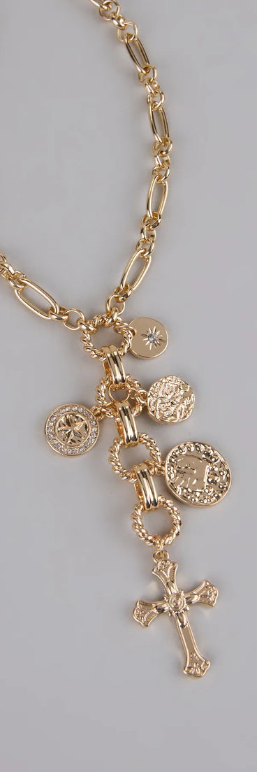 Extra Blessed Cross Charm Long Necklace