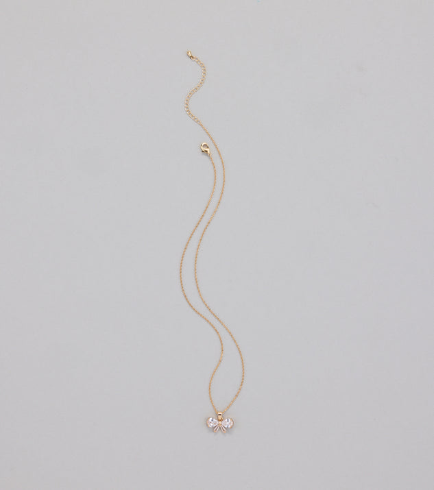 Dainty Glam Cubic Zirconia Bow Charm Necklace