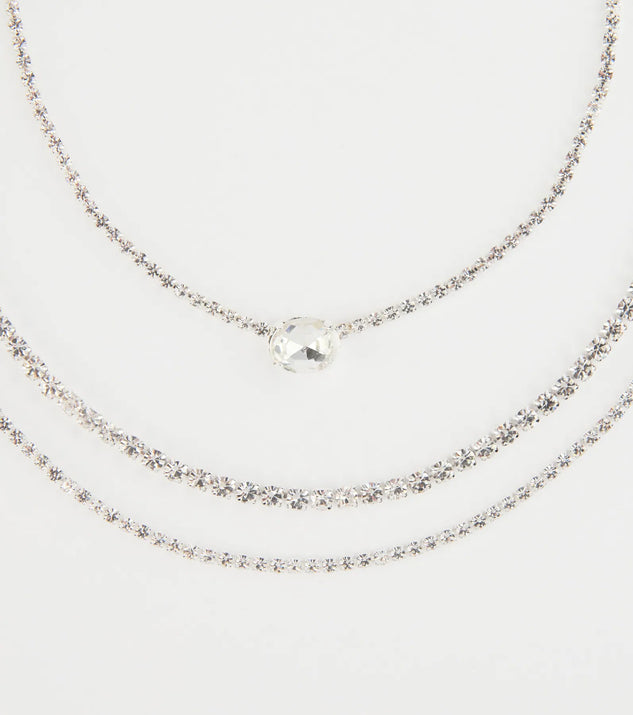 Chic Shine Rhinestone Layered Necklace | Windsor