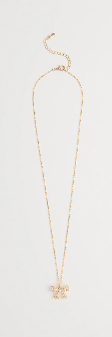 Cutest Glam Cubic Zirconia Bow Necklace