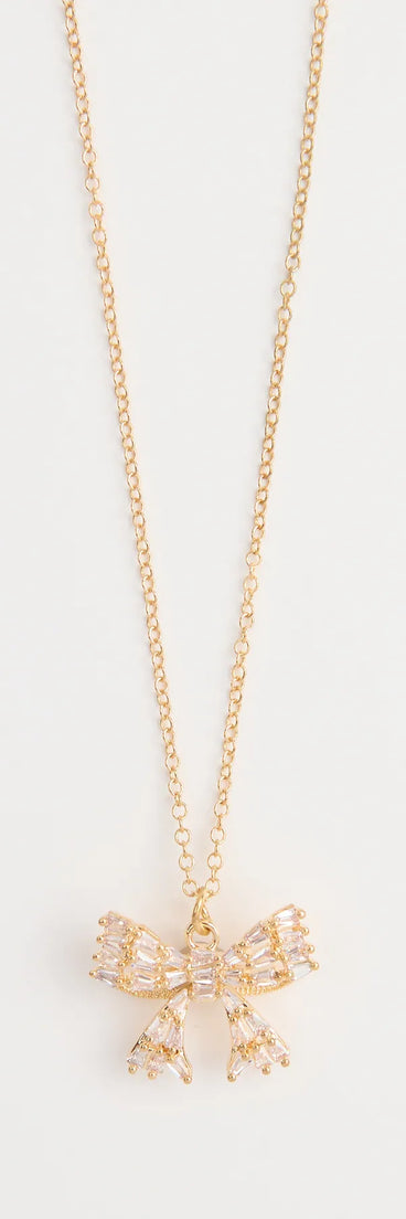 Cutest Glam Cubic Zirconia Bow Necklace