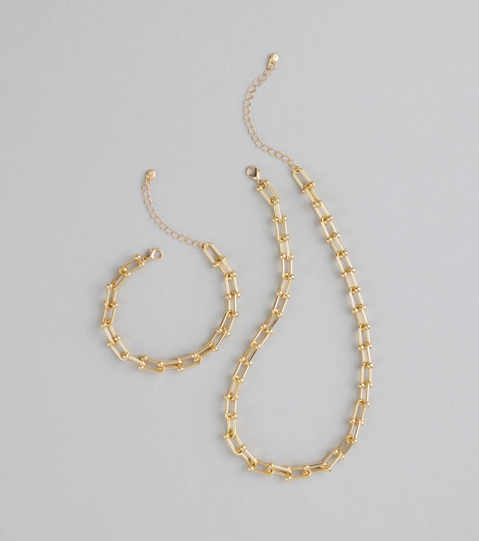 ●VVV● SET FUNKY MIX BOLD CHAIN SURGICAL NECKLACE BRACELET SET] Funky Mix Bold Chain Surgical Necklace + Bracelet - VVV