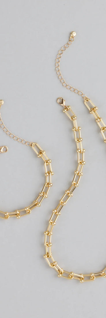 Giving Bold Chain Necklace And Bracelet Set