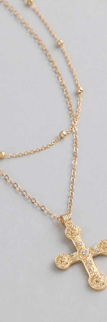 Divinely Draped Dainty Layered Cross Necklace
