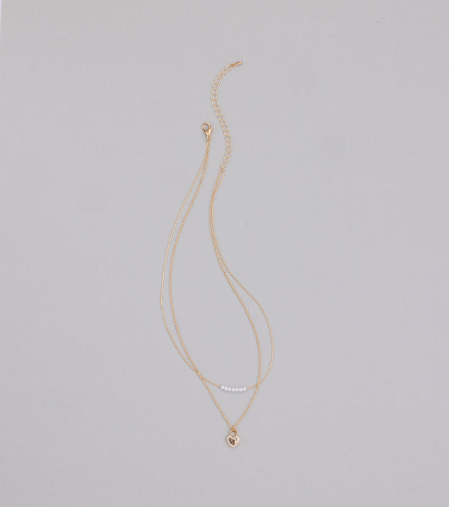 Dainty Heart Lock Charm Layered Necklace