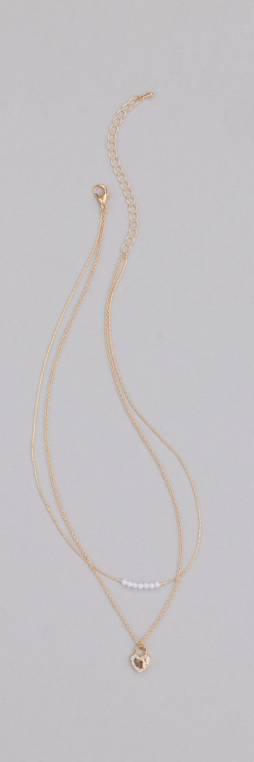 Dainty Heart Lock Charm Layered Necklace
