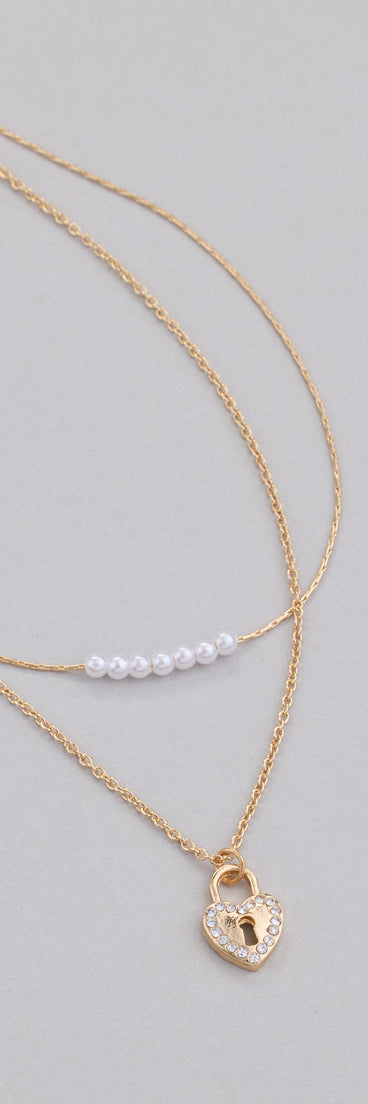 Dainty Heart Lock Charm Layered Necklace