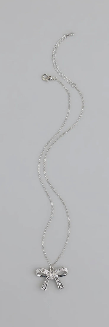 Simply Sparkling Rhinestone Bow Necklace