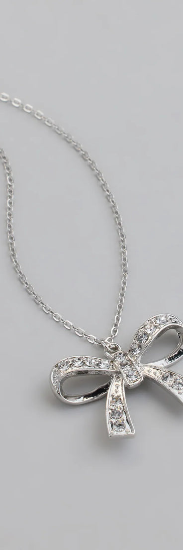 Simply Sparkling Rhinestone Bow Necklace