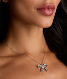Simply Sparkling Rhinestone Bow Necklace
