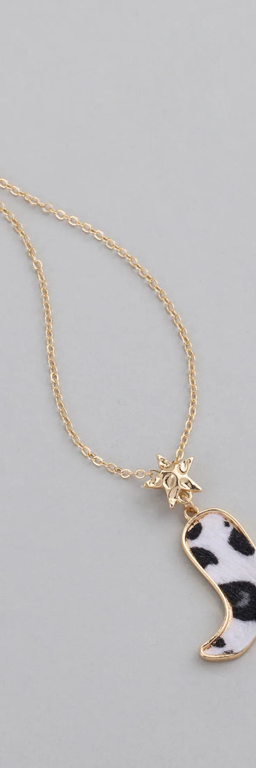 Southern Charm Faux Fur Cowboy Boot Necklace