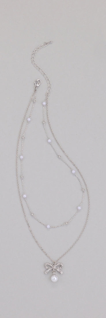 Sweet Trend Bow Pearl Layered Necklace