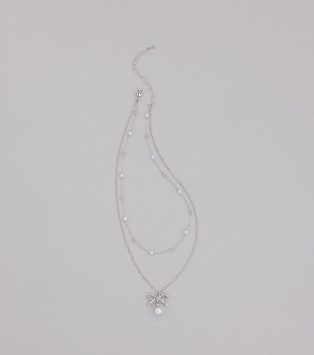 Sweet Trend Bow Pearl Layered Necklace