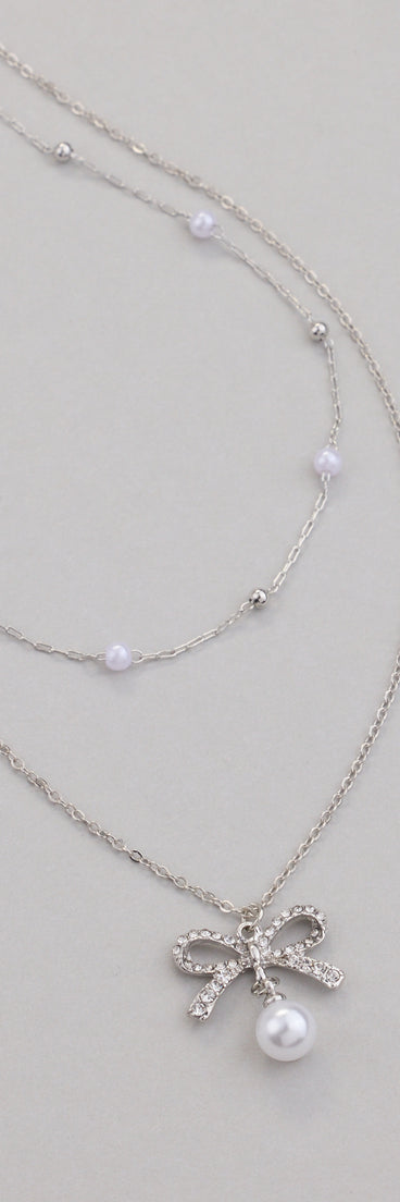 Sweet Trend Bow Pearl Layered Necklace