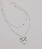 Sweet Trend Bow Pearl Layered Necklace