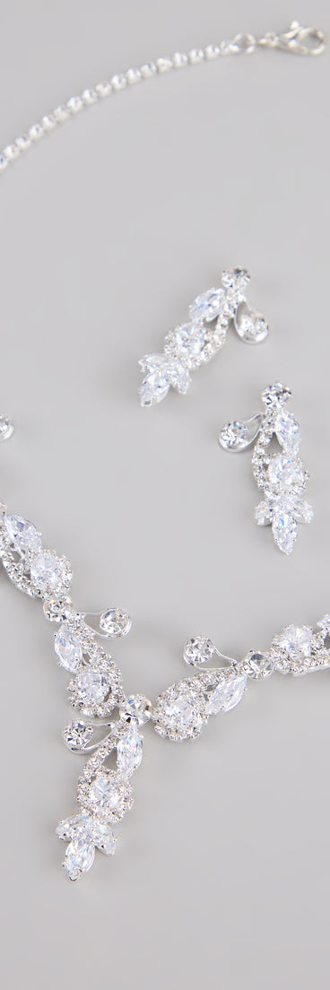 Statement Glow Rhinestone Necklace And Earrings Set