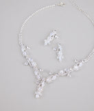Statement Glow Rhinestone Necklace And Earrings Set