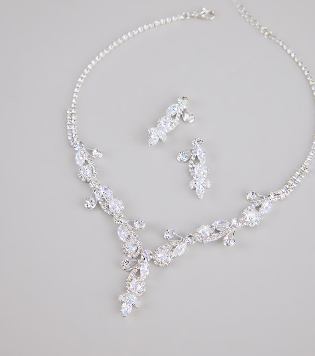 Statement Glow Rhinestone Necklace And Earrings Set
