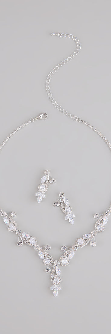 Statement Glow Rhinestone Necklace And Earrings Set