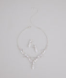 Statement Glow Rhinestone Necklace And Earrings Set