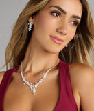 Statement Glow Rhinestone Necklace And Earrings Set