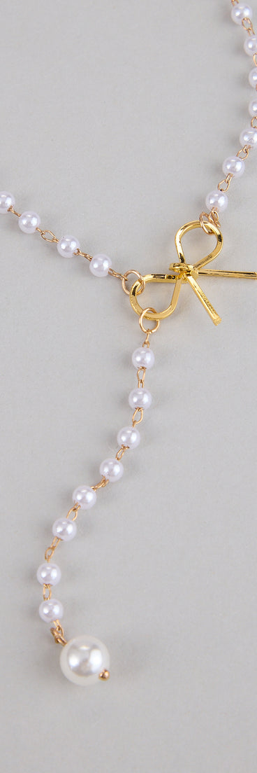 Pretty Please Bow and Pearl Necklace