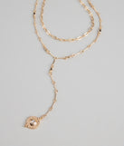 Polished Glow Layered Lariat Pendant Necklace