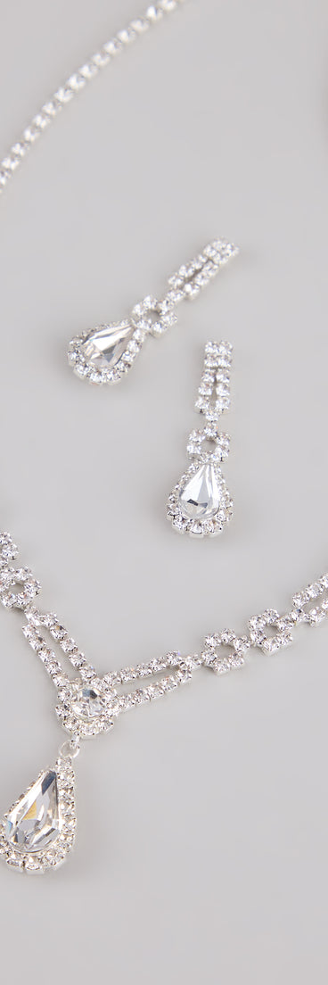 Crown Jewel Teardrop Necklace And Earrings Set