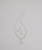 Crown Jewel Teardrop Necklace And Earrings Set