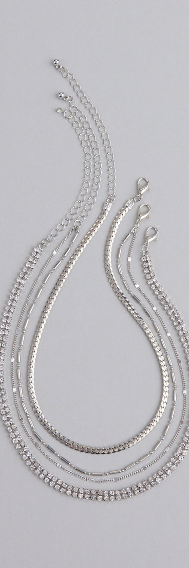 All The Sparkle Rhinestone Chain Necklace Set