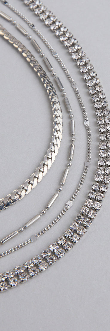 All The Sparkle Rhinestone Chain Necklace Set