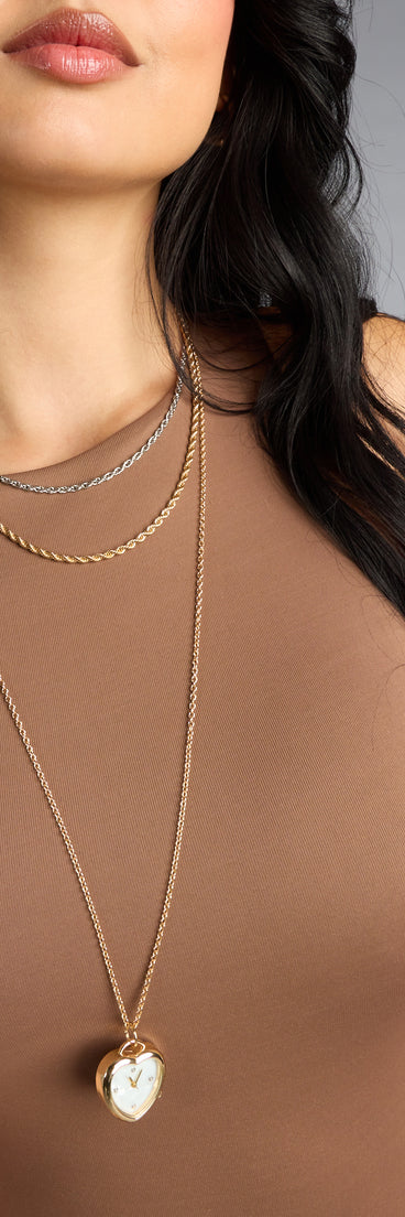 Time After Time Heart Watch Necklace