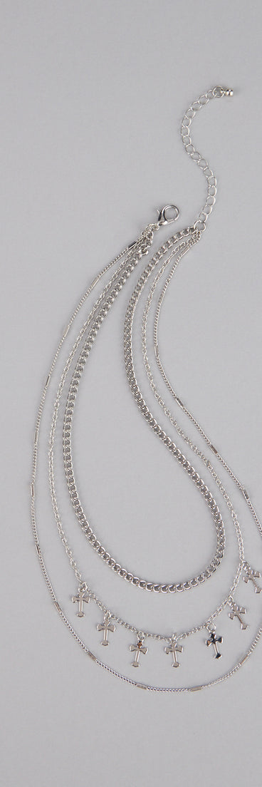 Style your vibe in seconds with the Set The Vibe Cross Charm Layered Necklace, a fashion accessories essential that completes any outfit with ease.