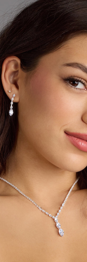 Instant Glam Rhinestone Necklace And Earrings Set