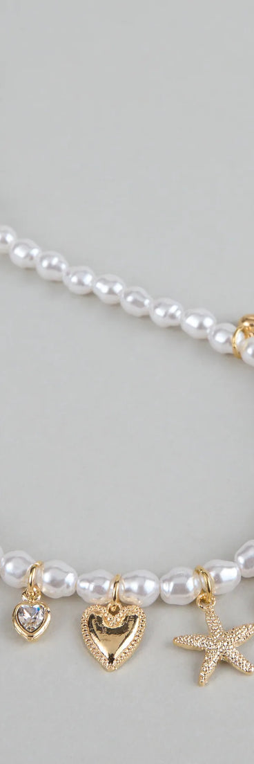Sweet And Playful Charm Faux Pearl Necklace